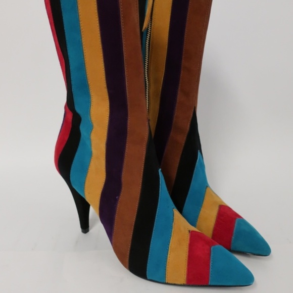 Alice + Olivia Shoes - Alice + Olivia Calix Striped Suede Boot